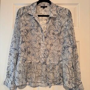 Tommy Hilfiger Blue Floral Sheer Blouse